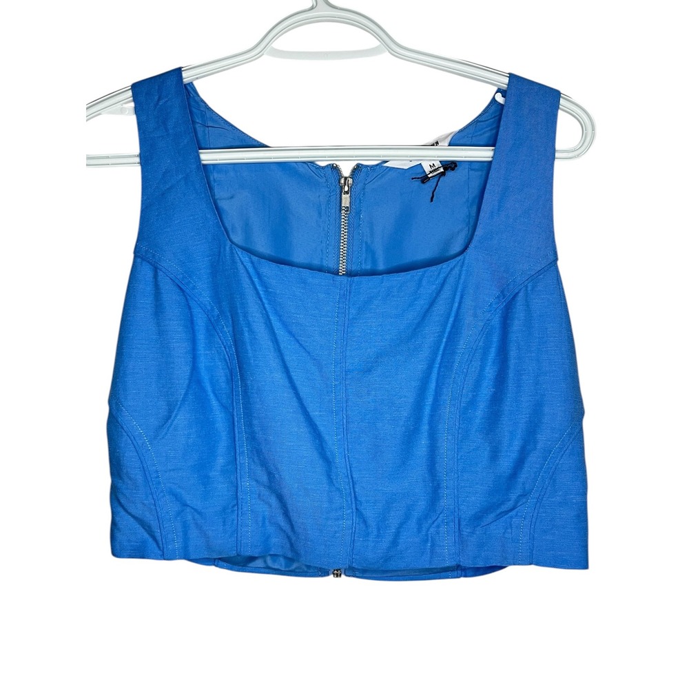 Steve Madden Women's Blue Linen Blend - Square Neck - Crop Top - Size M